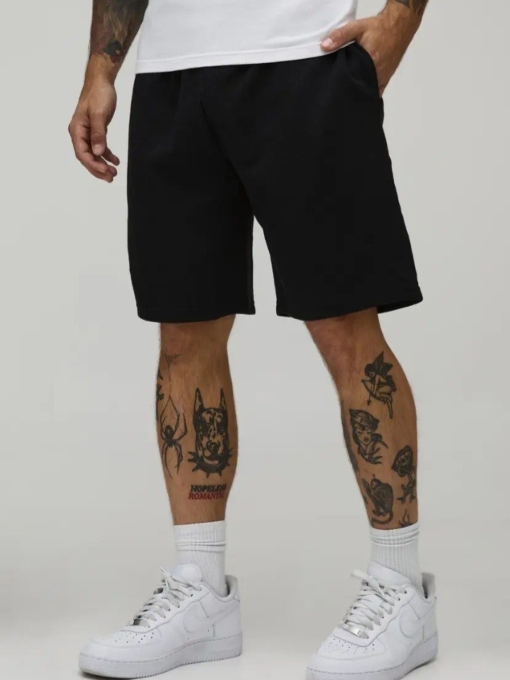 Ribbed Black Shorts BoohooMan 4XL Casual Pull-On Shorts